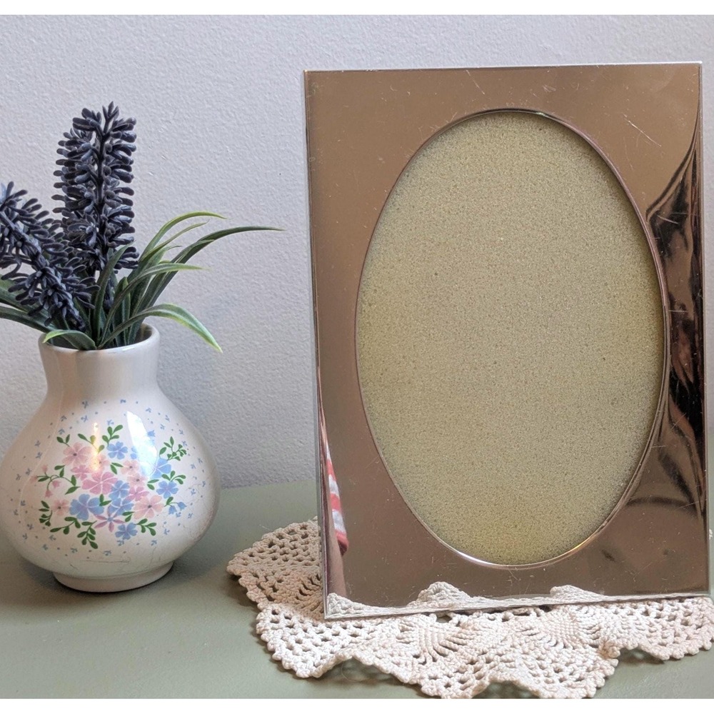 Modern Mirrored Picture Frame, Oval Photo Frame, Contemporary Glass Frame